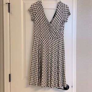V-neck, empire waist patterned dress